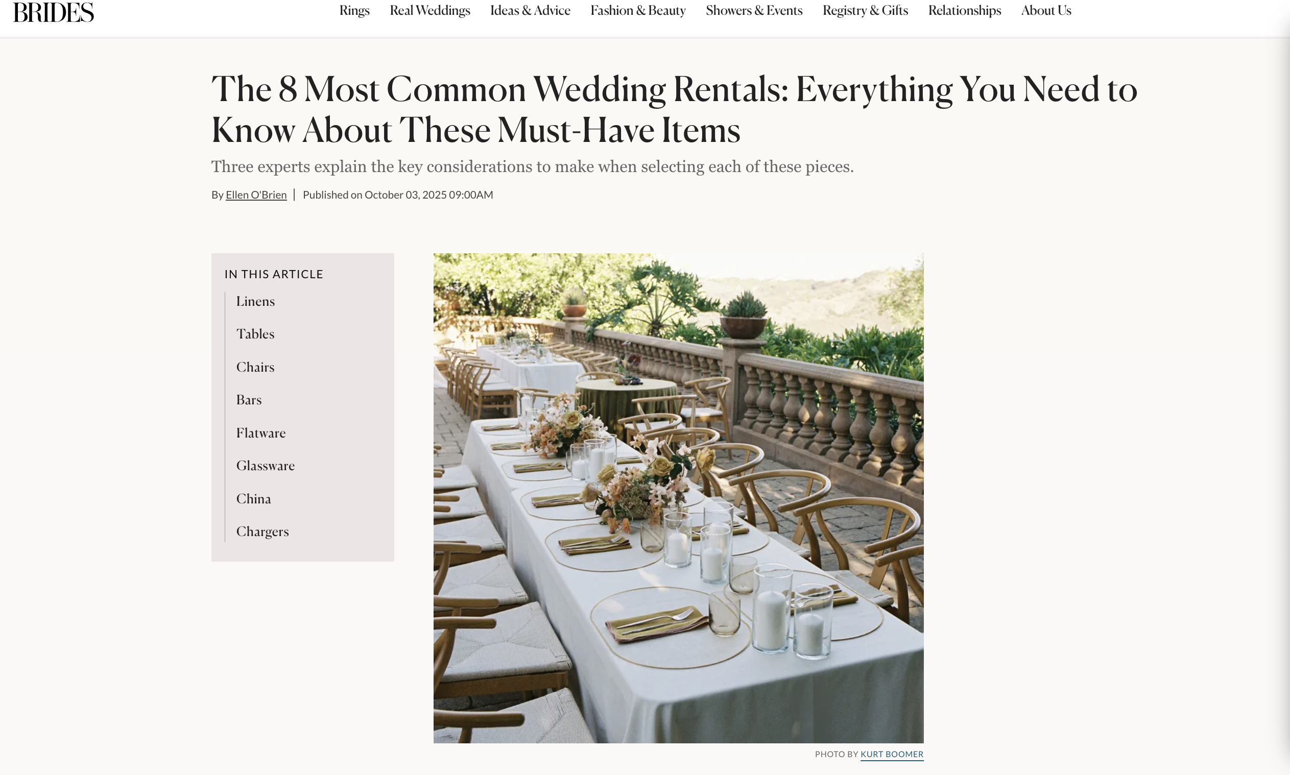 Bride feature about common wedding rentals